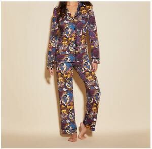 Cosabella Pajama Set L Tiger Print Pima Cotton Soft Knit Button Front Sleepwear